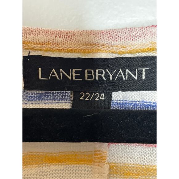 Lane Bryant Red Blue Yellow Stripe Sleeveless Tank Plus Size 22 / 24 - Picture 4 of 7